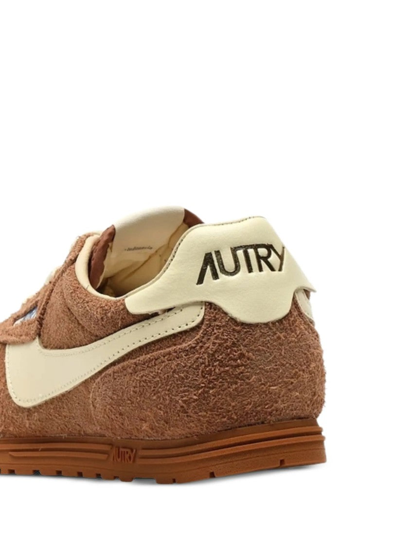 Autry Brown Windspin Low Textured Suede Sneakers