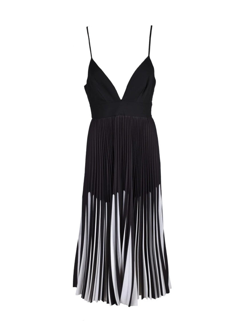 Jijil Black Ombre Transition Pleated Midi Dress