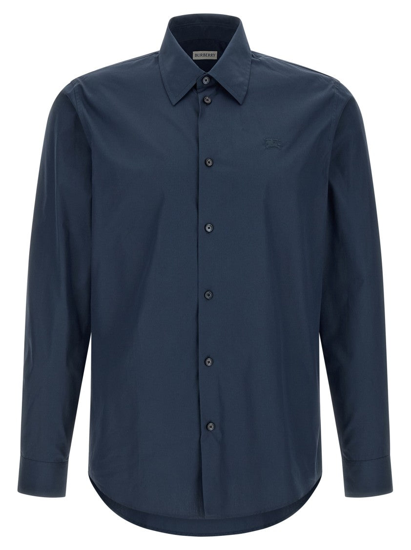 Burberry Cotton Poplin Shirt With Check And Equestrian Knight Design