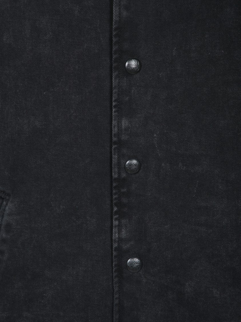 Diesel Black Leather Bomber Jacket