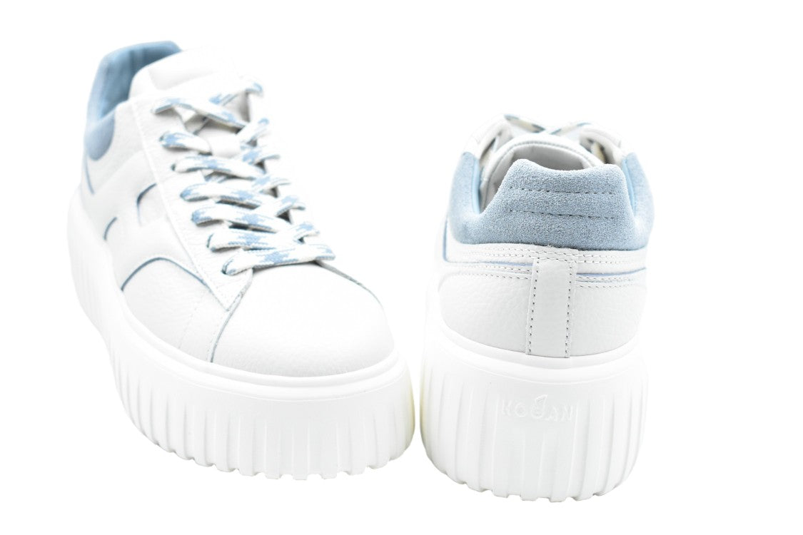 Hogan Blue Leather Padded Collar Versatile Sneakers