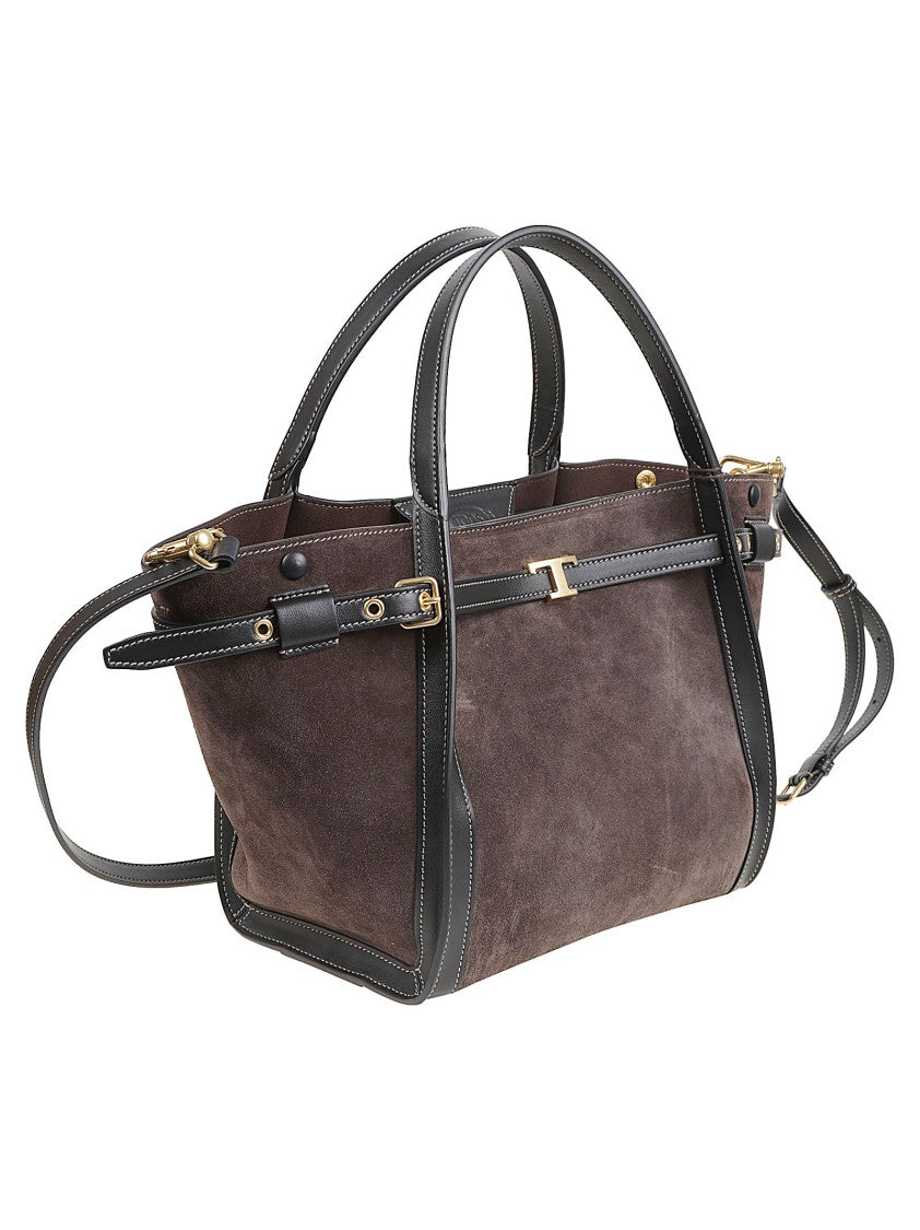Tod's Brown Small Tim Calf Leather Shopping Bag