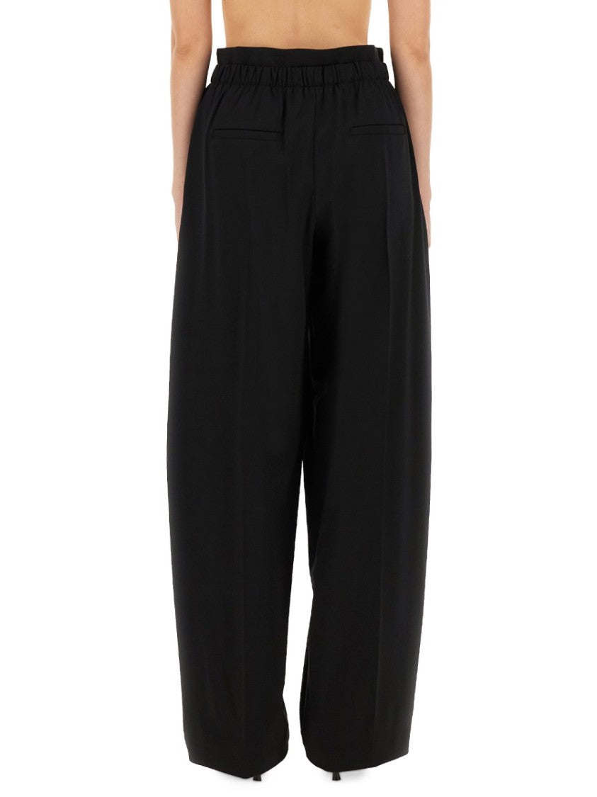 Sportmax Wide-Leg Pants With High Elastic Waistband And Subtle Sheen