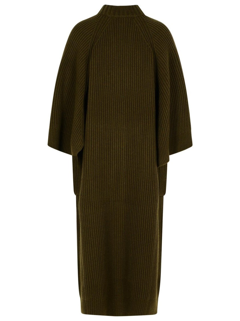 Max Mara Moss Green Wool And Cashmere Ribbed Cardigan