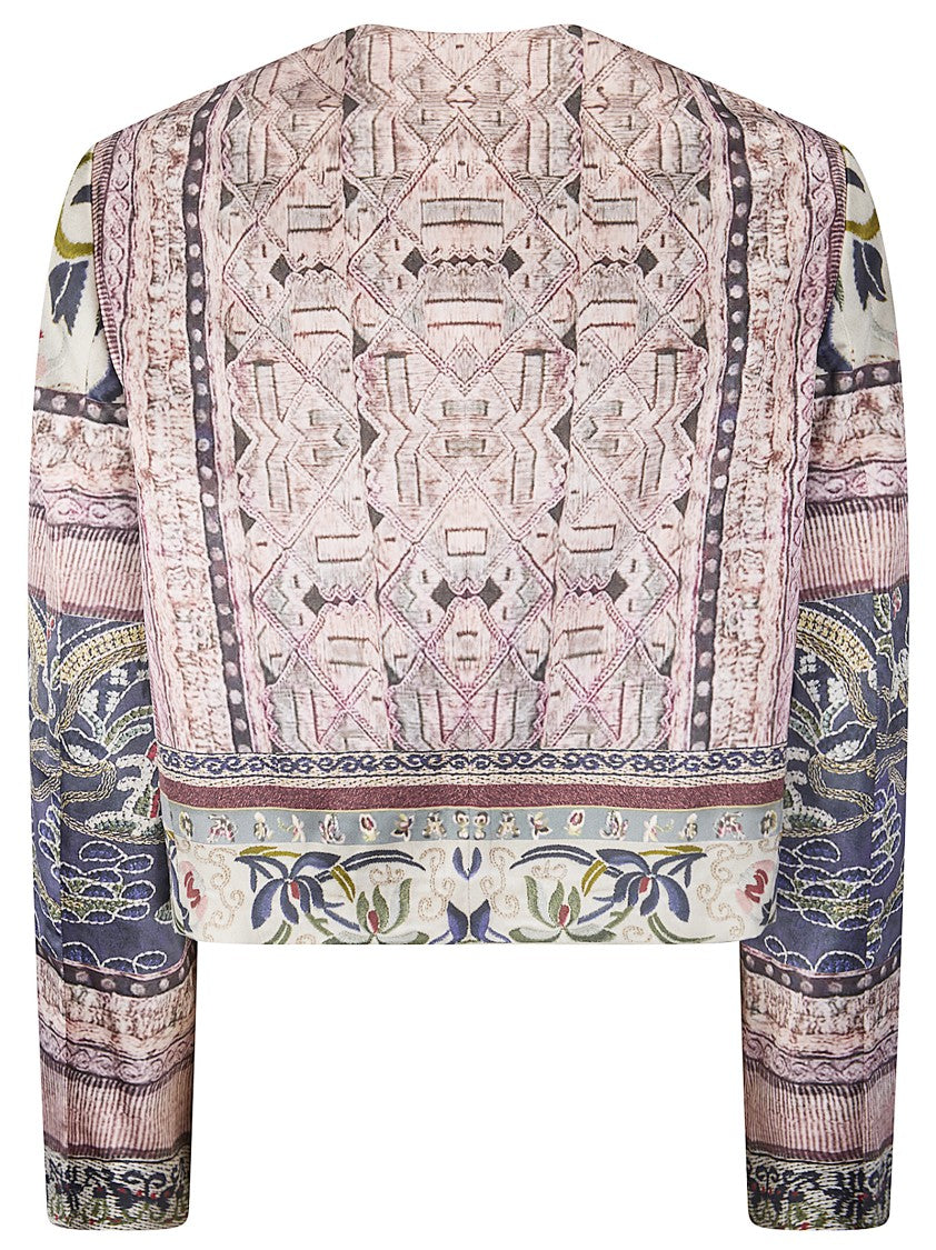 Hui Chinese-Style Printed Short Silk Jacket
