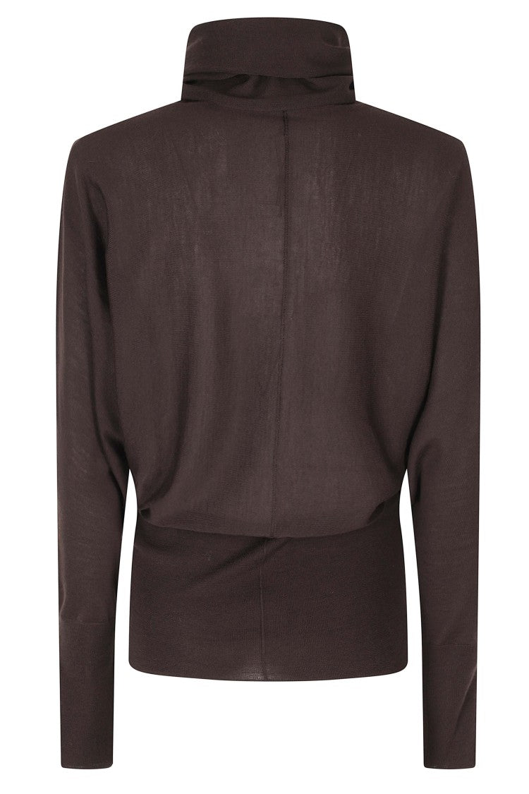 Soeur Chocolate Lindsay High Neck Merino Wool Sweater