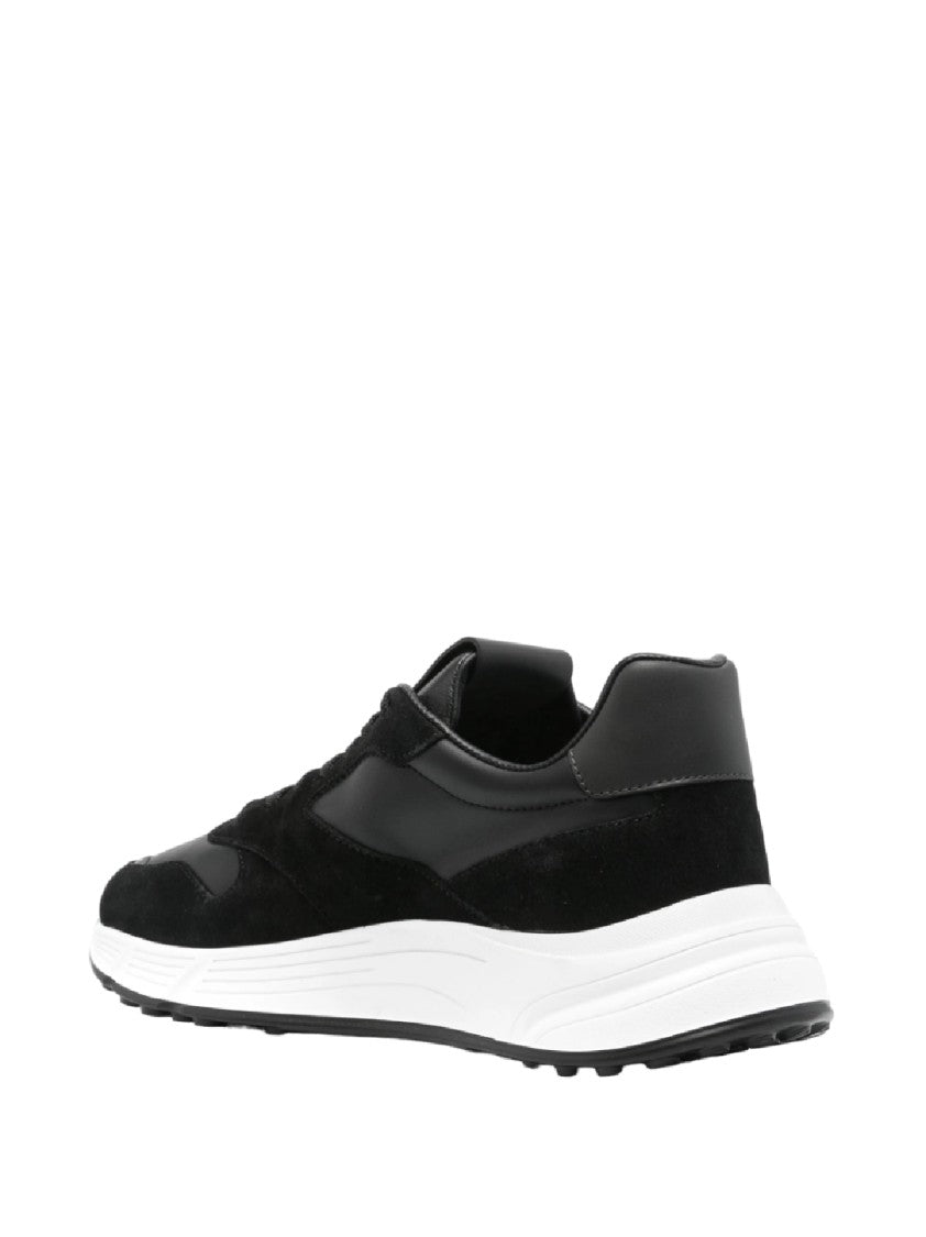 Hogan Black Smooth And Suede Textured Sneakers