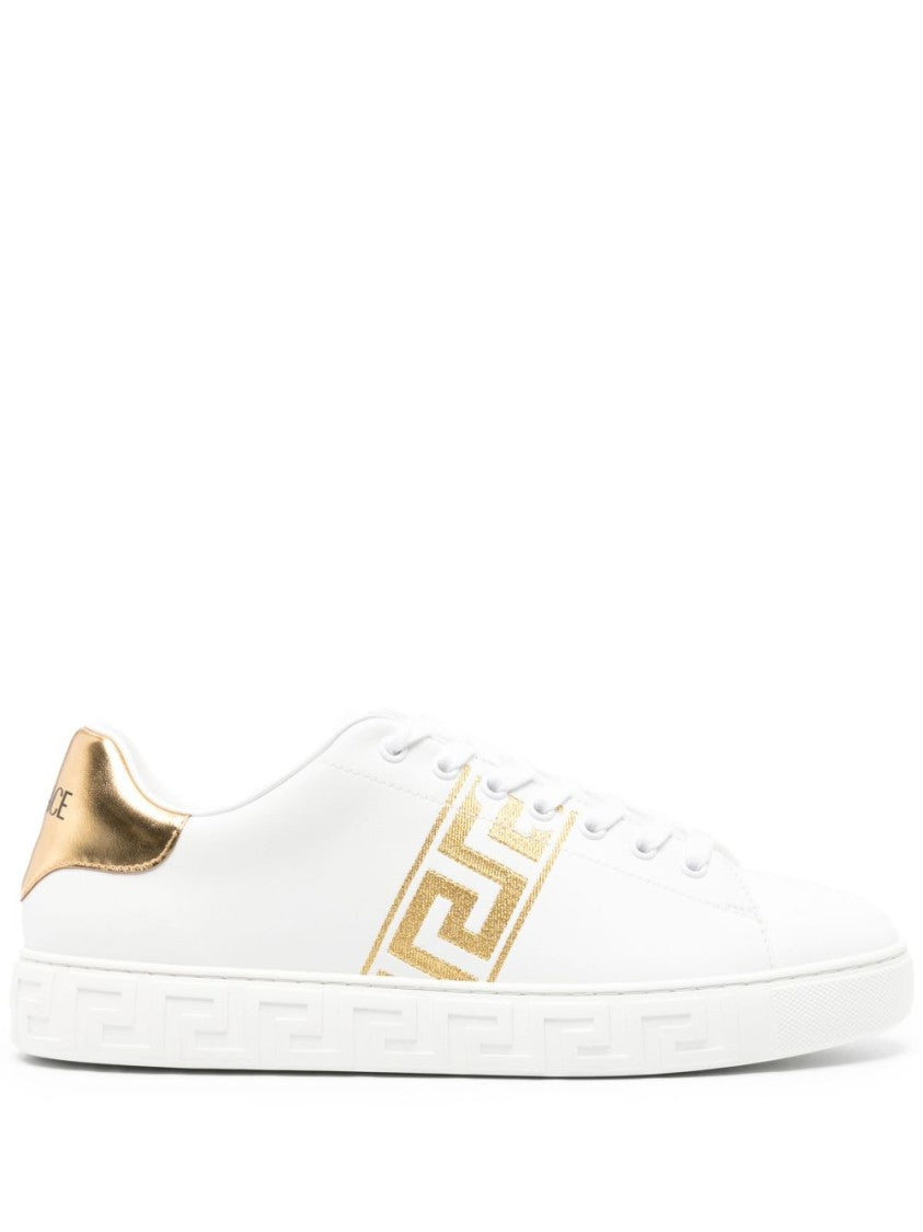 Versace Greca Motif Calf Leather Sneakers