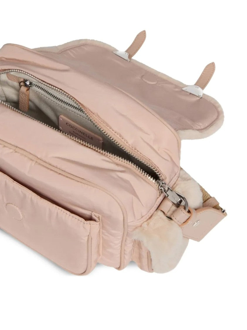 Coccinelle Campus Plush Flap Nylon Shoulder Bag