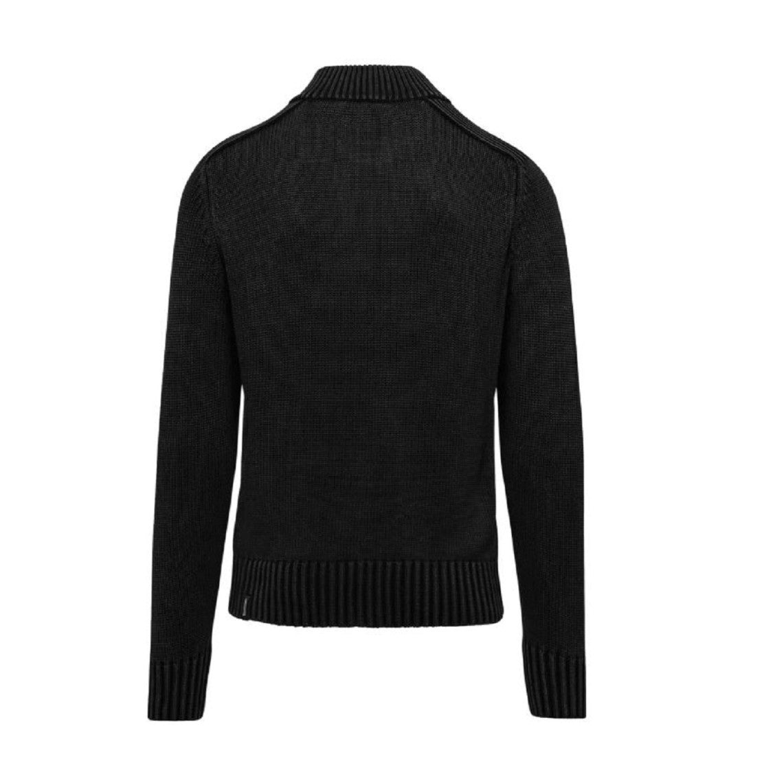 Bomboogie Long-Sleeved Black Cardigan Mock Neck Closure