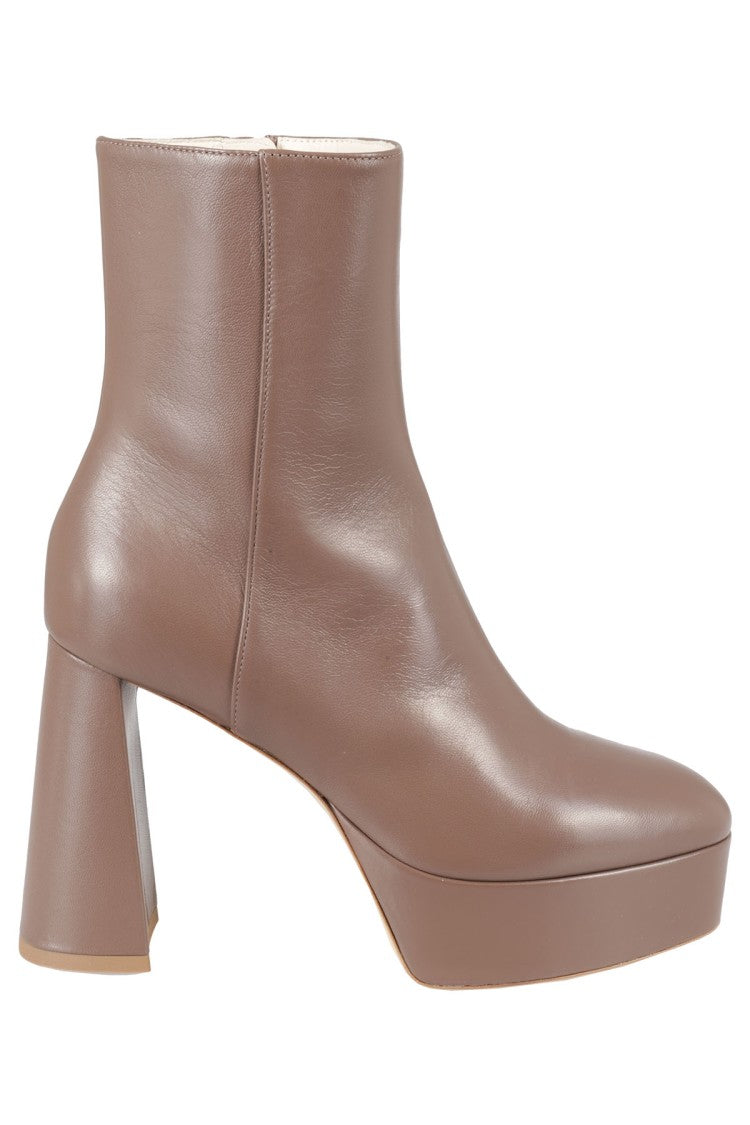 Bettina Vermillon Rounded Toe Ankle Boots