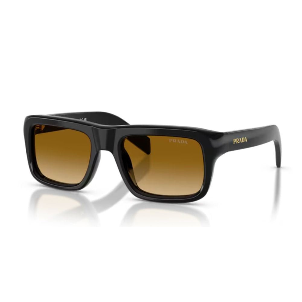 Prada Oversized Rectangular Frame Sunglasses In Glossy Black Acetate