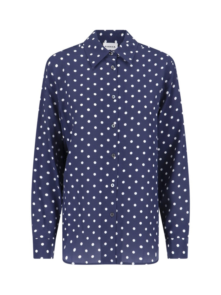 Parosh Polka Dot Shirt – Blue