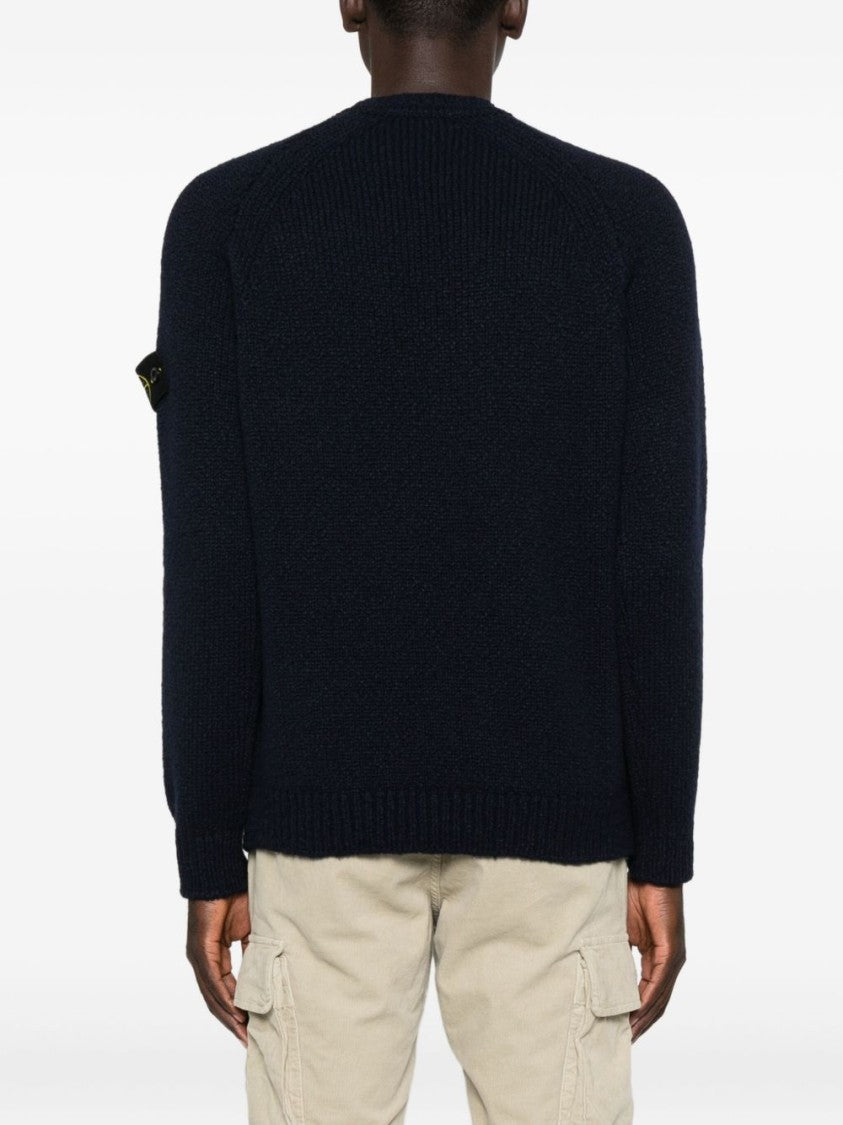 Stone Island Textured Knit Black Sweater With Relaxed Silhouette