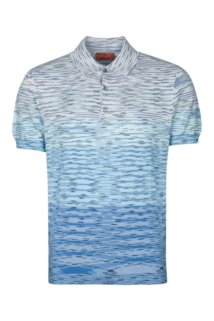 Missoni Gradient Blue Polo Shirt With Classic Collar
