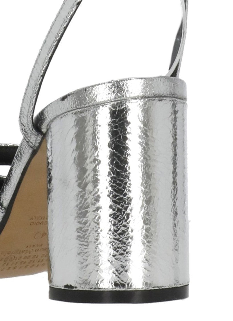 Maison Margiela Silver Tabi Ankle Strap Pumps