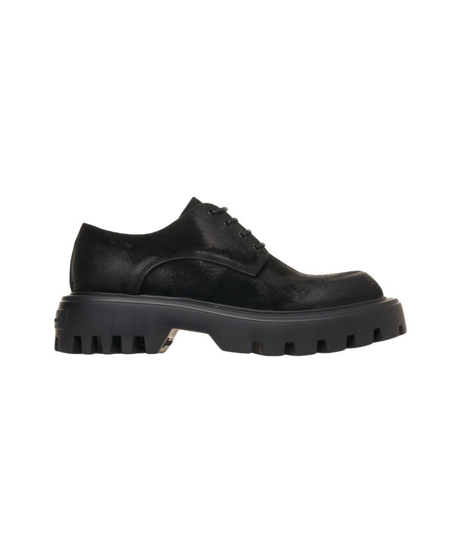 Mattia Capezzani Black Suede Lace-Up Shoes With Sole Design