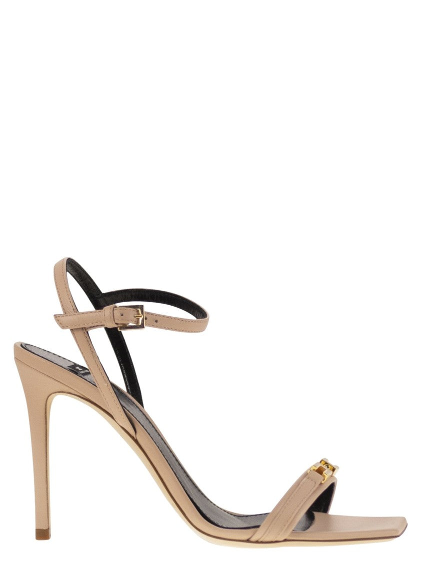 Elisabetta Franchi Nappa Leather Sandal With Enamelled Horsebit