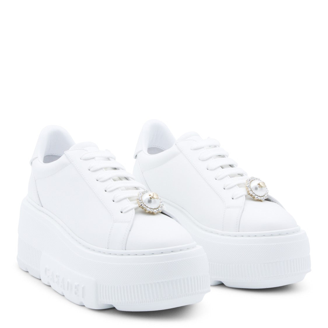 Casadei Minimalist White Sneakers With Smooth Upper