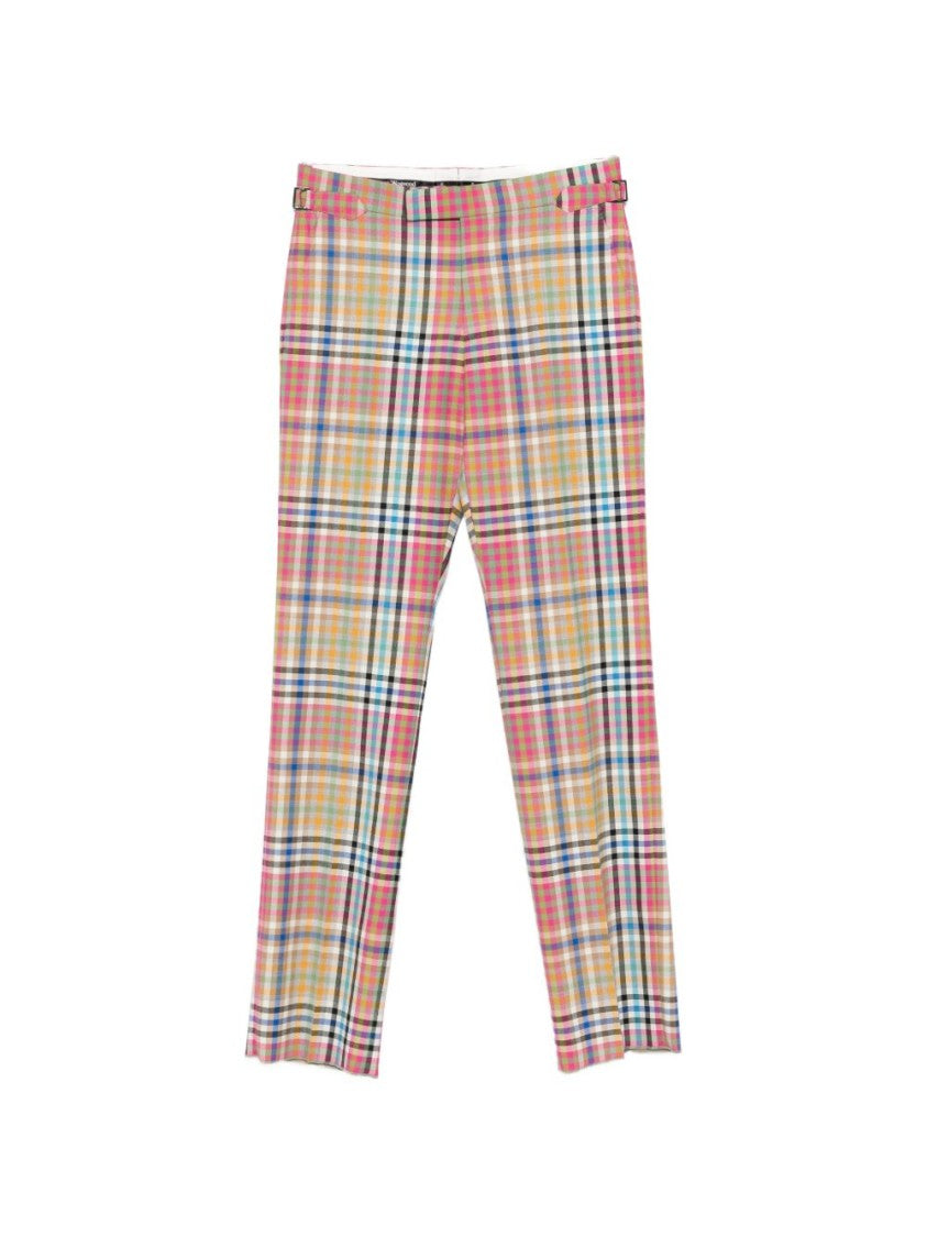 Vivienne Westwood Red Checked Pattern Side Buckle Trousers