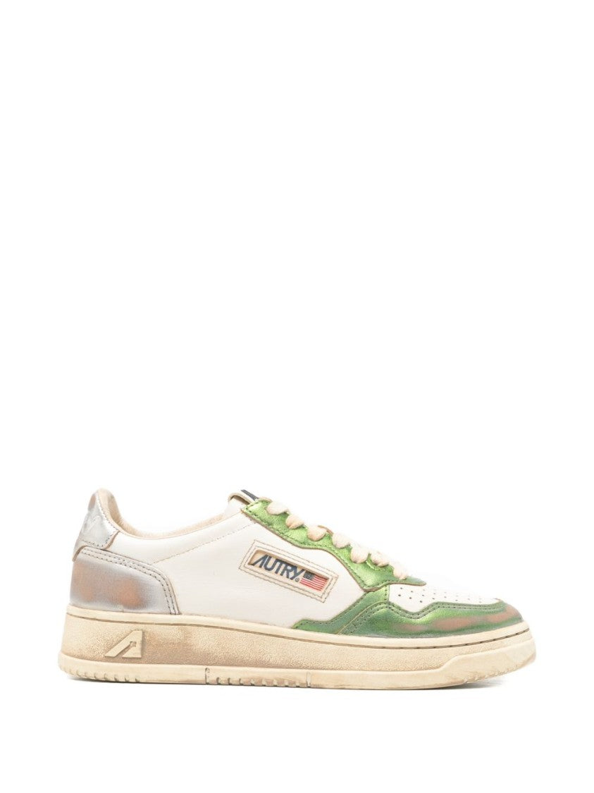 Autry White Perforated Silver Heel Sneakers