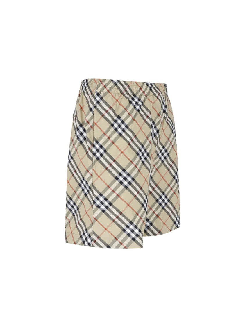Burberry Beige Check Fabric Swim Shorts