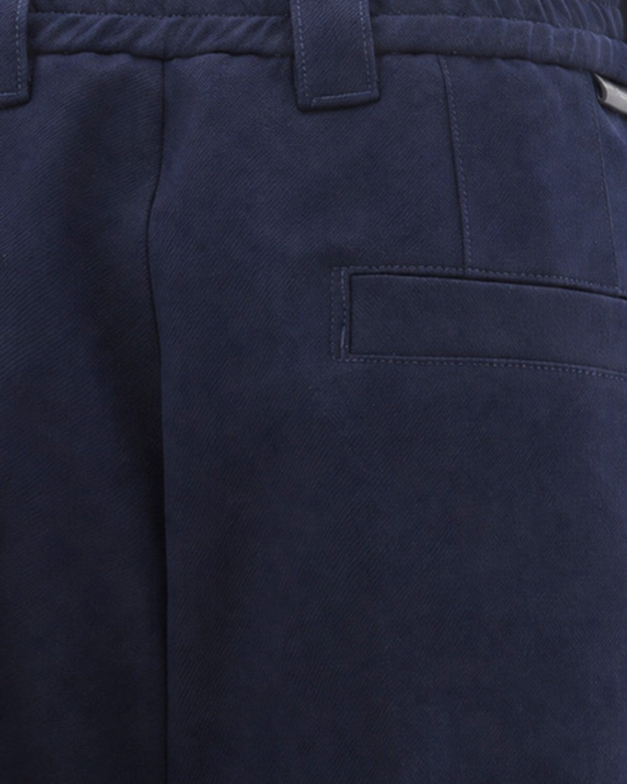 Paolo Pecora Navy Viscose-Blend Regular-Fit Straight-Leg Pants