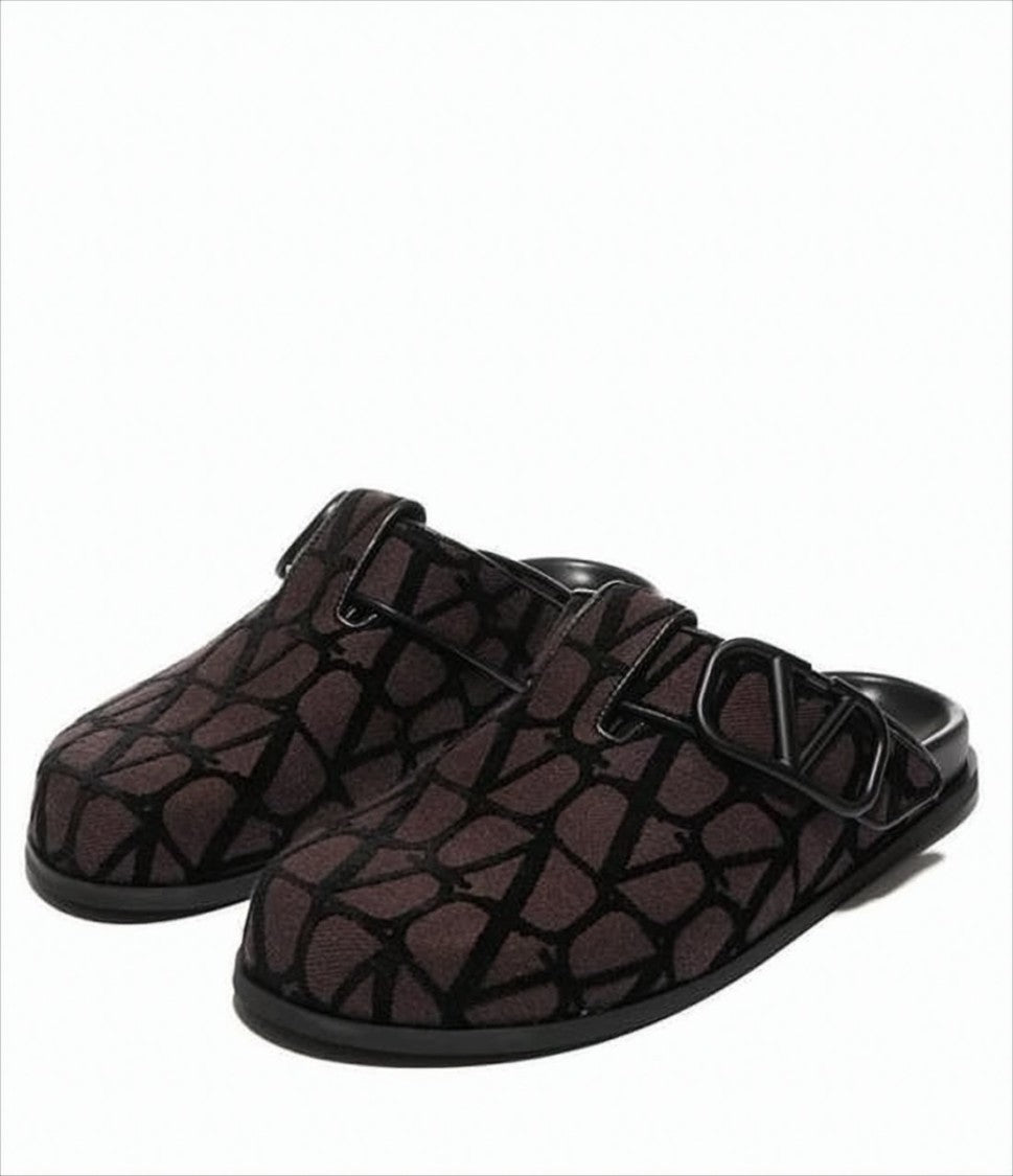 Valentino Garavani Abstract Pattern Fabric Slip-On Mules