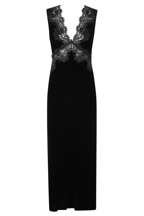 Rixo Black Silk-Blend V-Neck Sleeveless Midi Dress