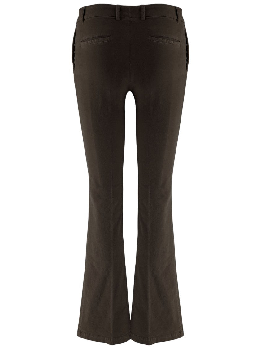 Ql2 Flared Dark Brown Stretch Cotton Velvet Pants