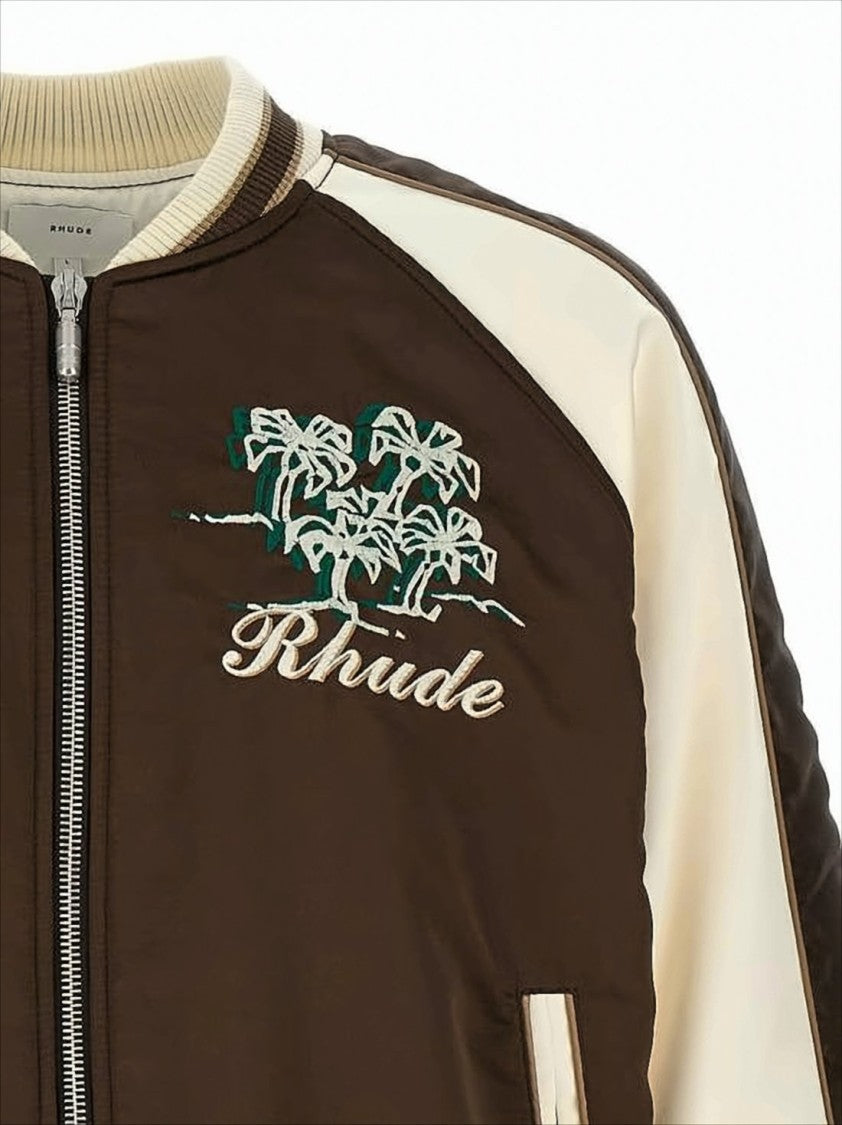 Rhude Cropped Brown Bomber Jacket