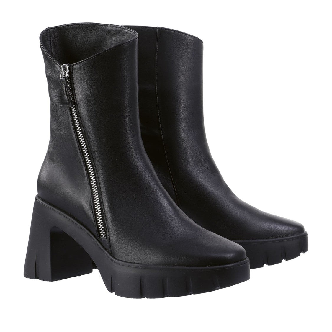 Högl Black Manon Mid-Height Functional Zipper Leather Ankle Boots