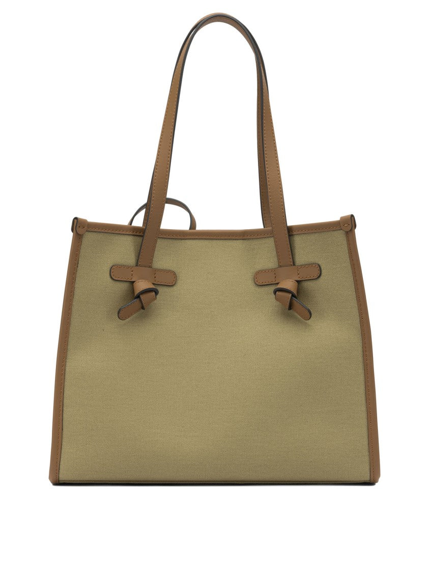 Gianni Chiarini Structured Canvas Shoulder Bag With Leather Accents