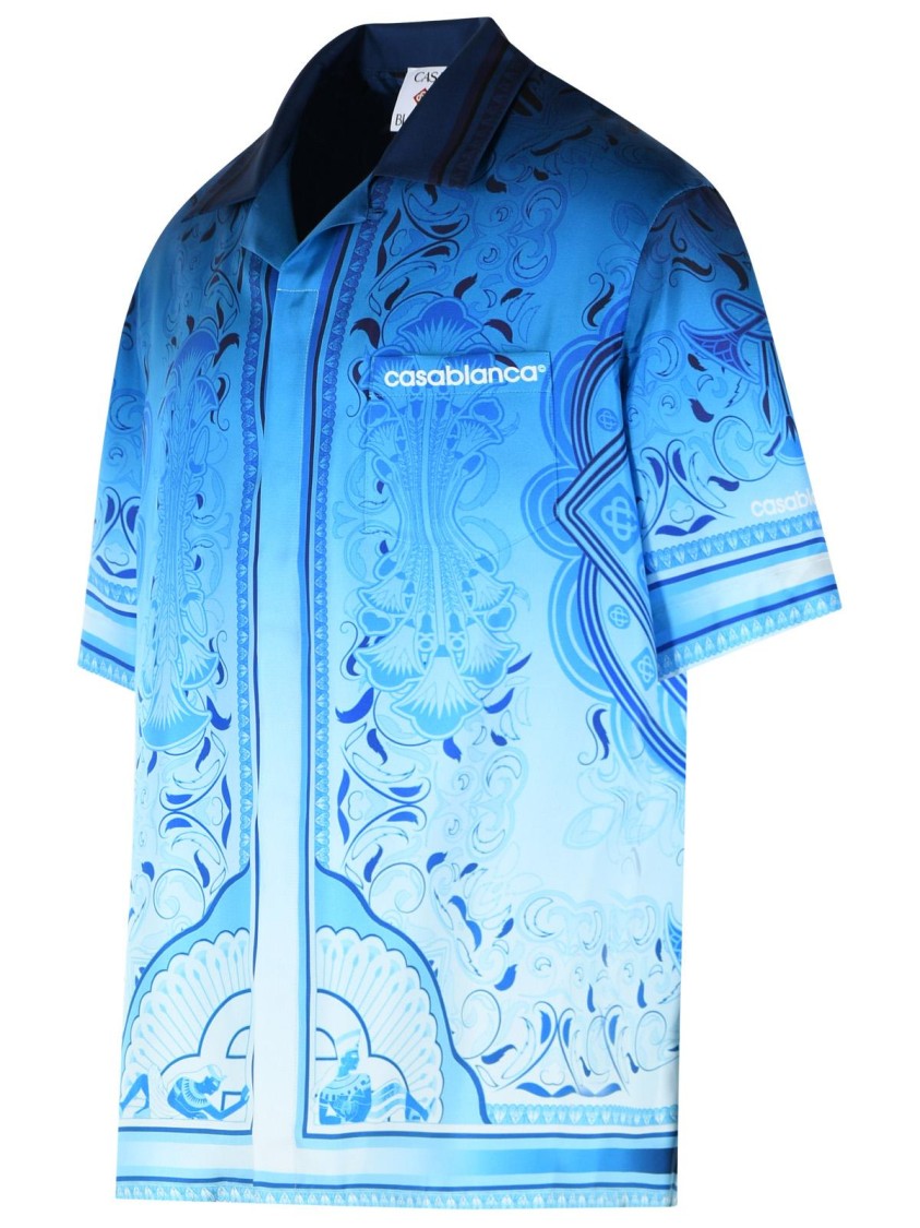 Casablanca 'Egyption Rug' Light Blue Silk Shirt