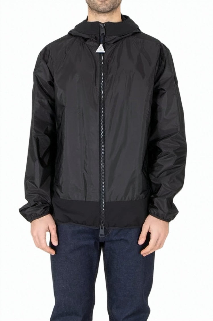 Moncler Fitted Black Jacket With Adjustable Waist And Hood
