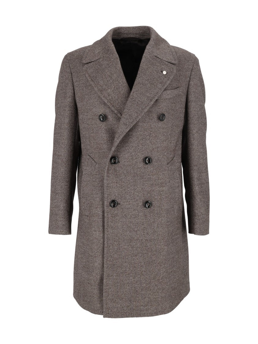Luigi Bianchi Sartoria Double-Breasted Structured Coat With Wide Lapels