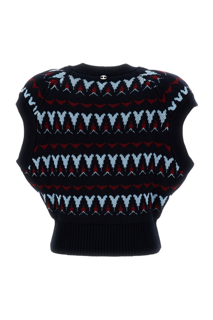 Rabanne Cropped V-Neck Wool-Blend Knit Vest