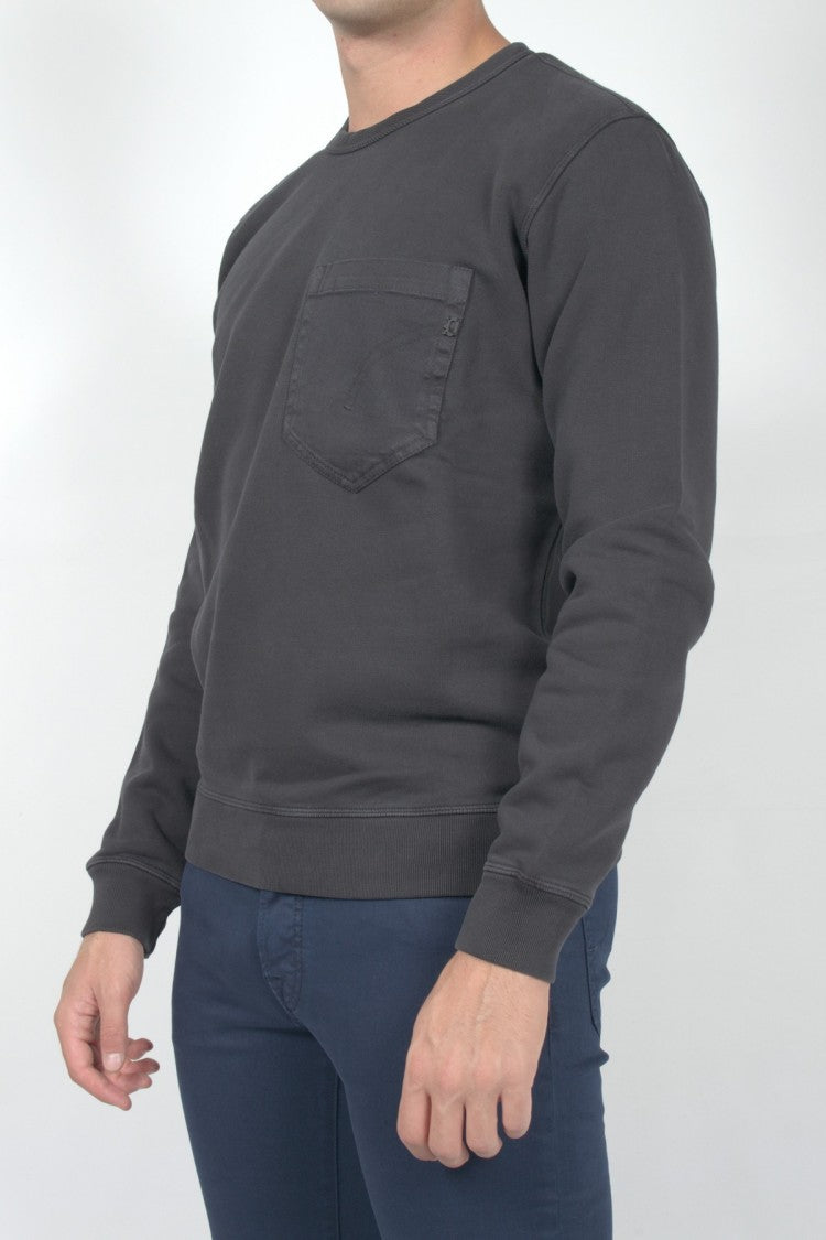 Dondup Charcoal Crew-Neck Cotton Sweatshirt