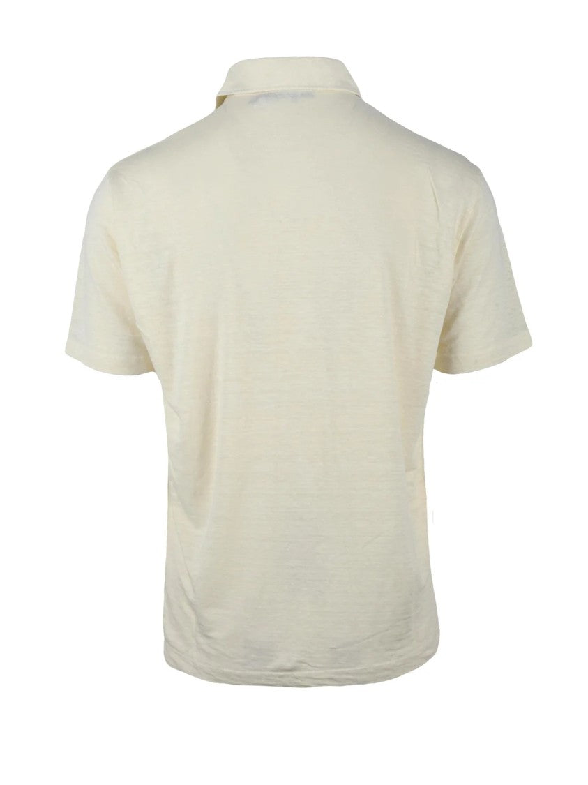 Wool & Co Cream Linen-Blend Stretch Polo Shirt