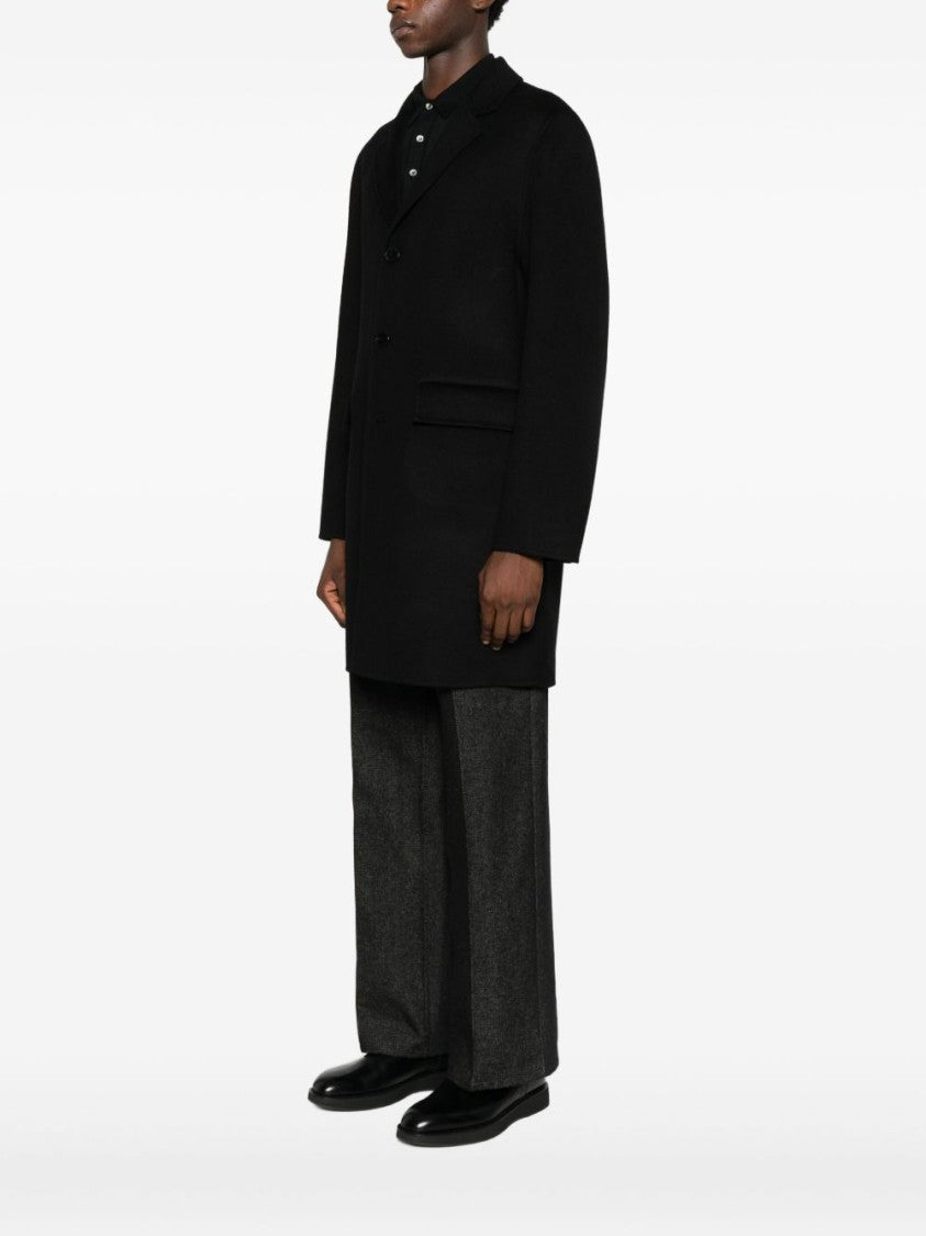 Amaranto Tailored Black Coat With Classic Lapel