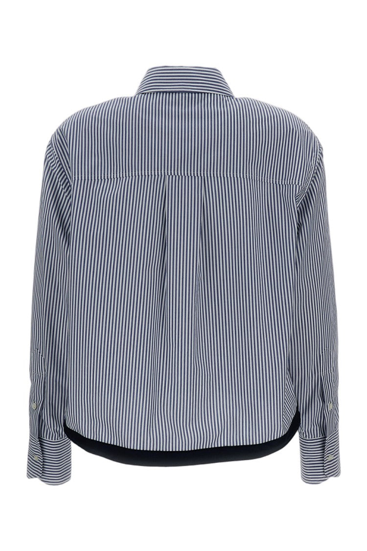 True Royal Cropped Shirt With Vertical Blue