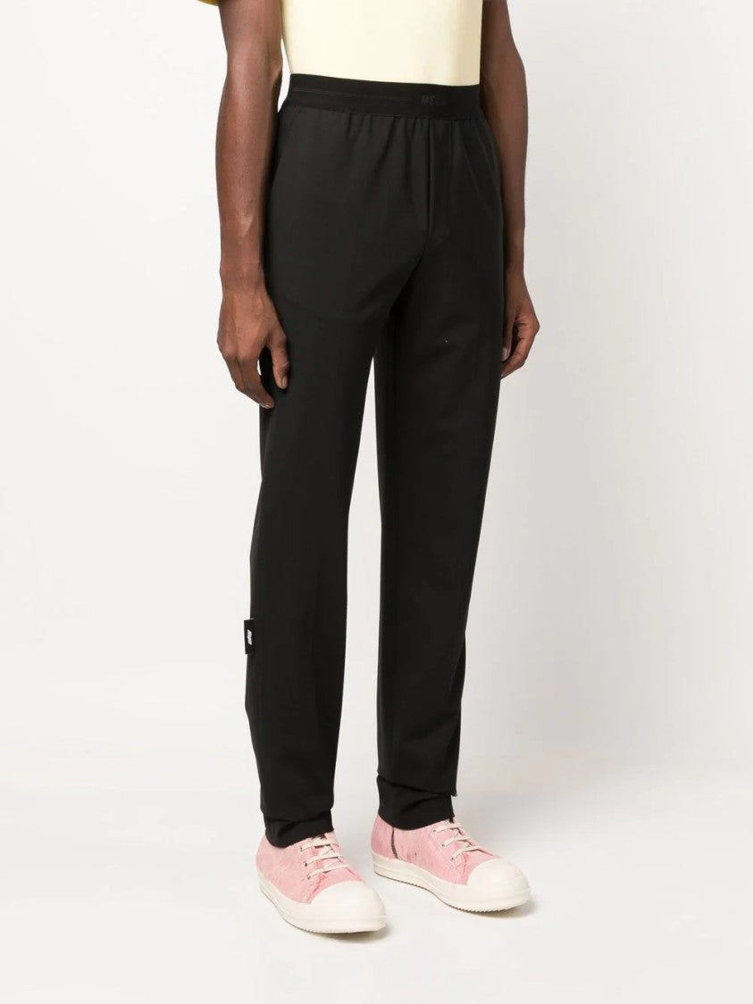 Msgm Tailored Black Trousers With Elastic Waistband