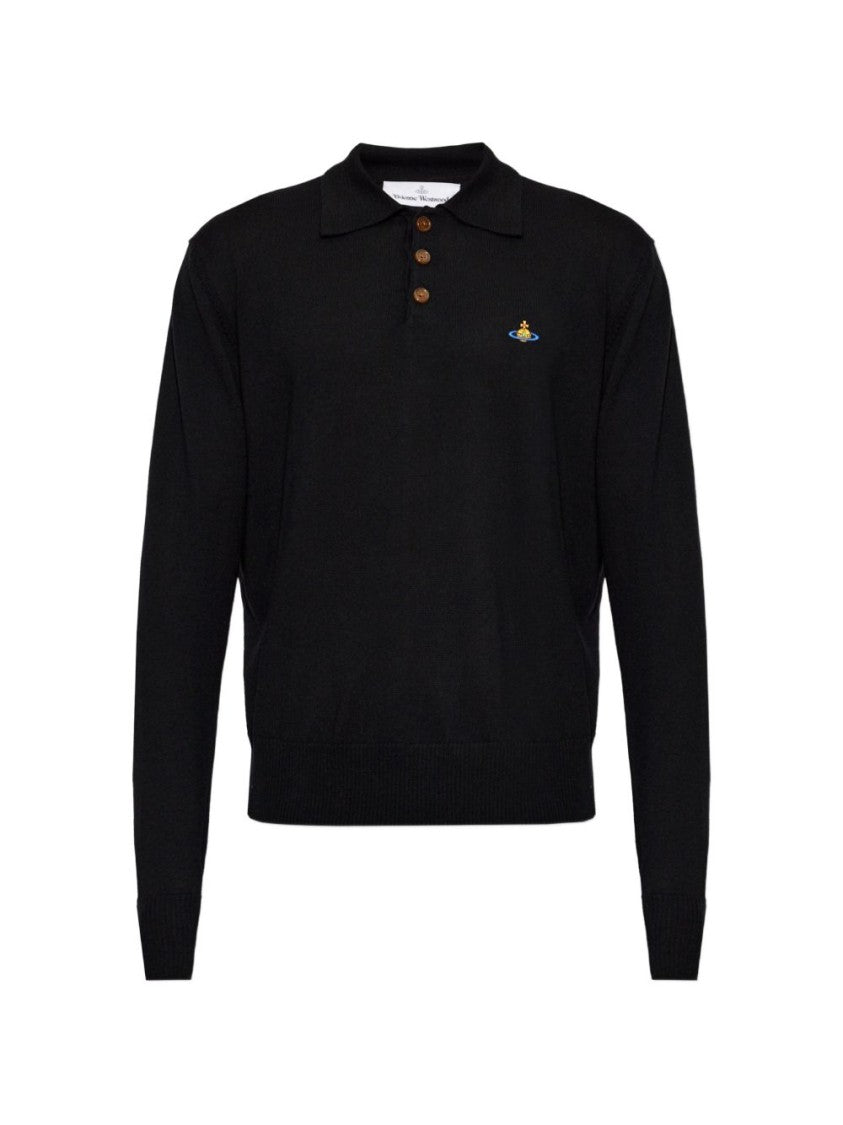 Vivienne Westwood Long-Sleeve Black Cotton Polo Shirt