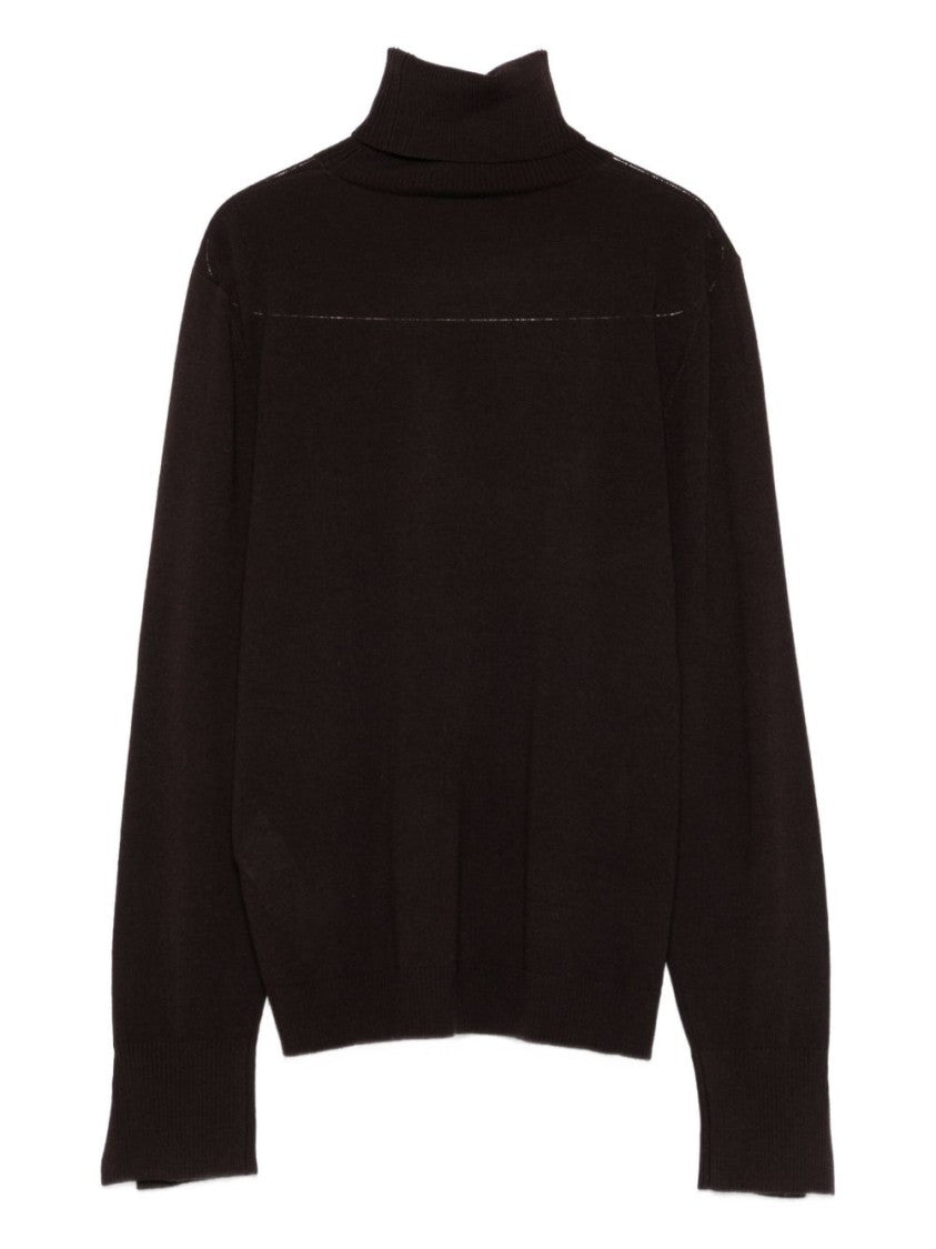 Seventy Sergio Tegon Brown Wool Sweater With High Neckline