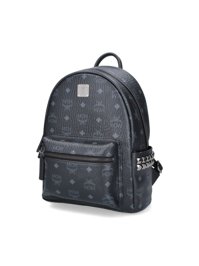 Mcm Black Stark Visetos Fabric Backpack