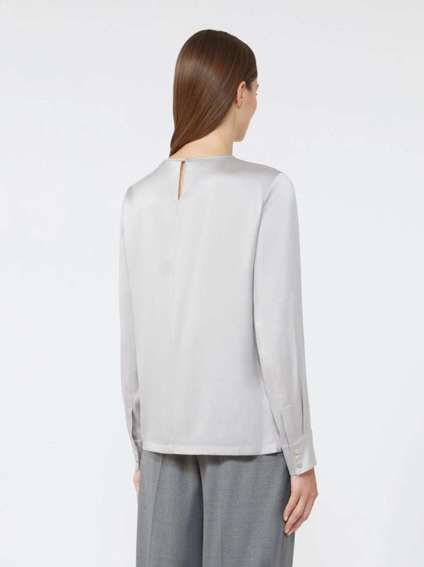 Max Mara Pearl Grey Blouse With Classic Neckline