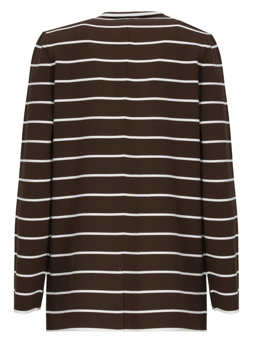 Kangra Brown Viscose Striped Pinstripe Blazer