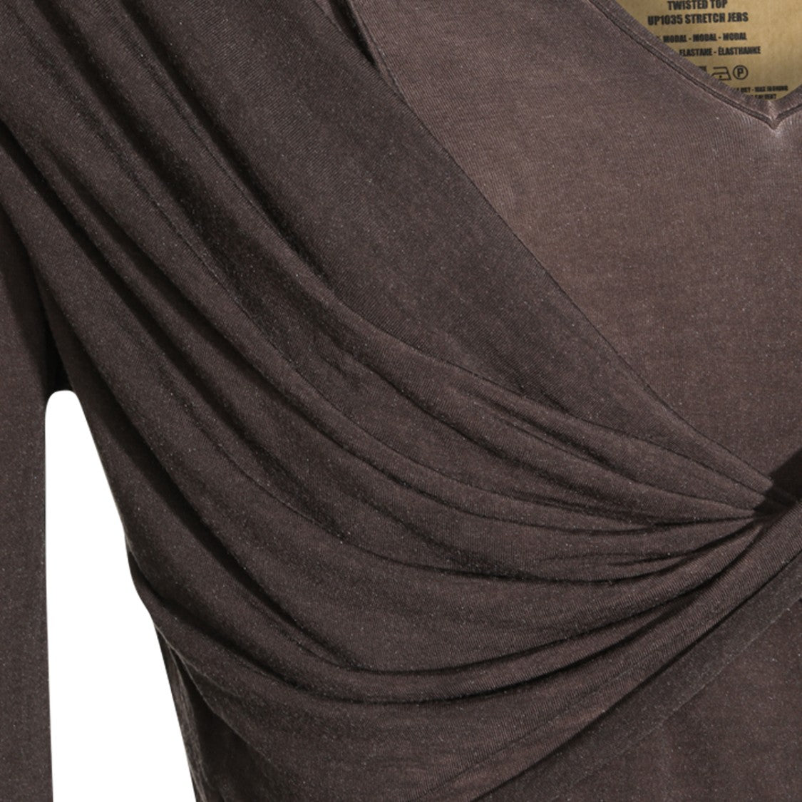 Uma Wang V-Neck Draped Front Long-Sleeve Blouse