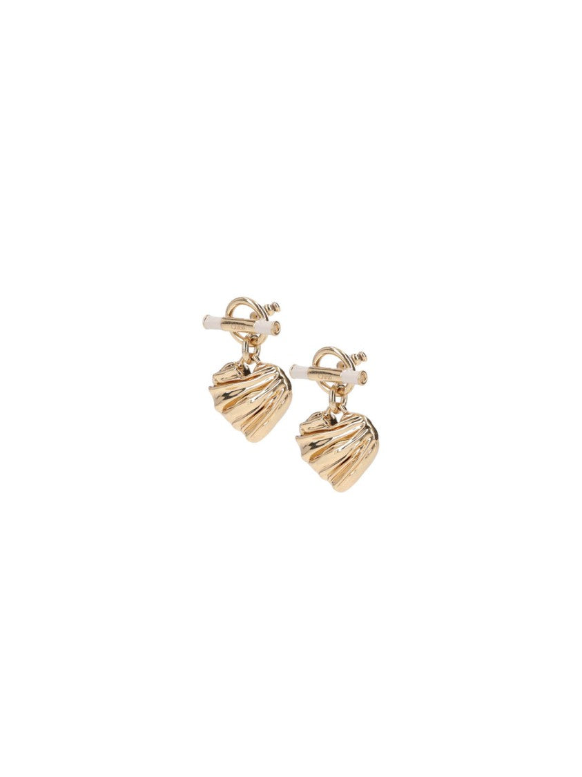 Chloé Heart-Shaped Gold-Tone Hoop Earrings With Sculptural Charm