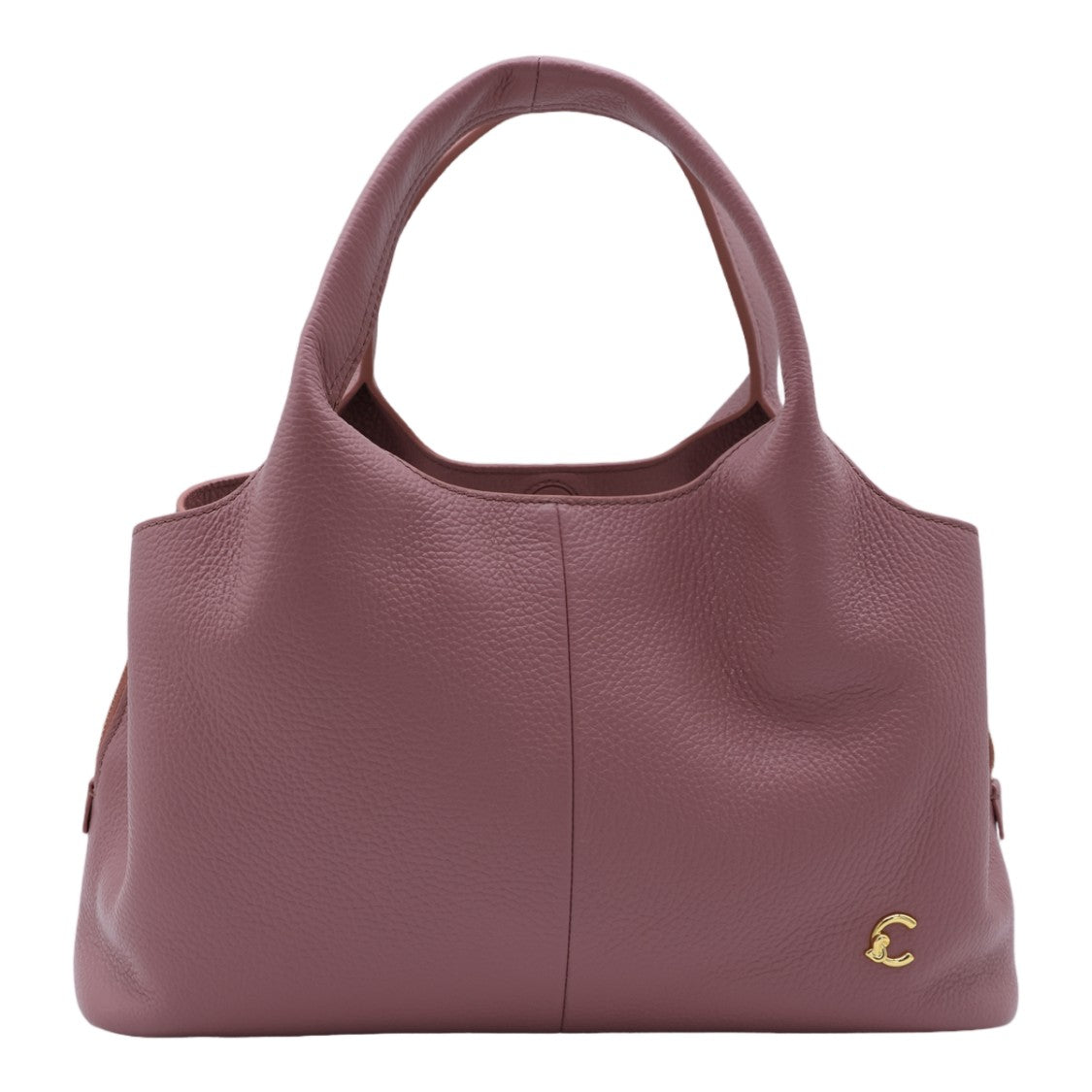 Coccinelle Structured Pebbled Handbag With Gold-Tone Logo Emblem